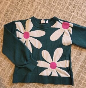 GAP Green Sweater with Floral Design